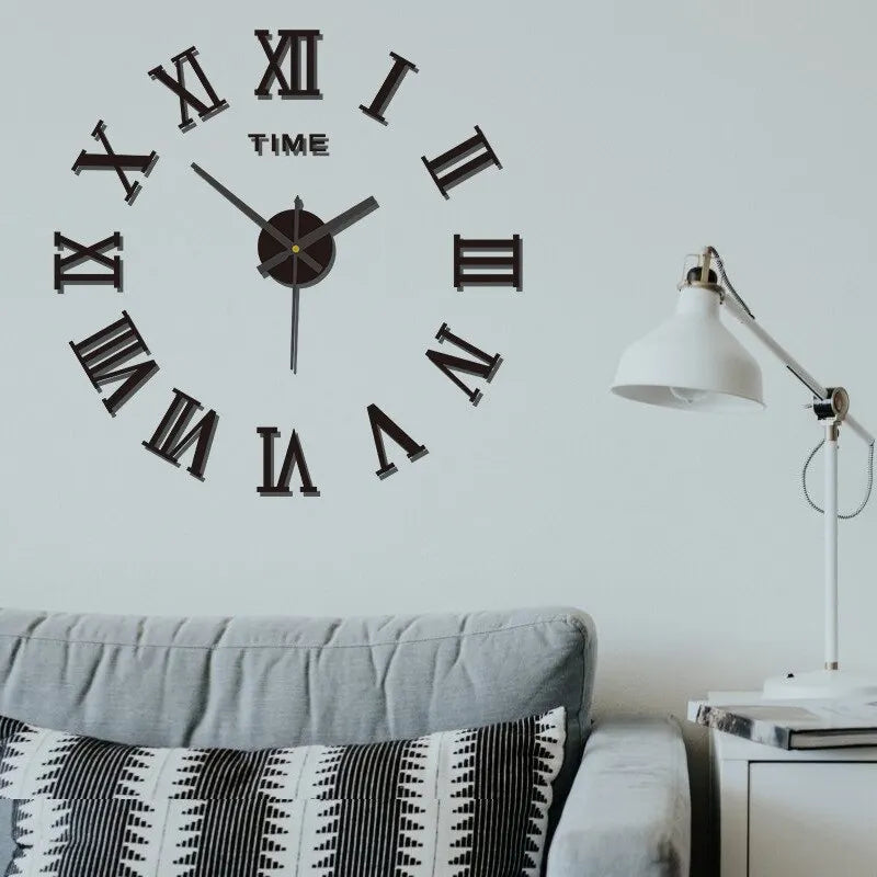 3D Acrylic Digital Wall Clock Roman Numerals Design Mirror Wall Clock Fashion Large round Wall Clock DIY Self Adhesive Clocks