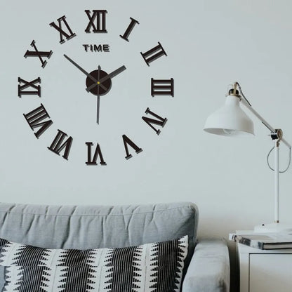 3D Acrylic Digital Wall Clock Roman Numerals Design Mirror Wall Clock Fashion Large round Wall Clock DIY Self Adhesive Clocks