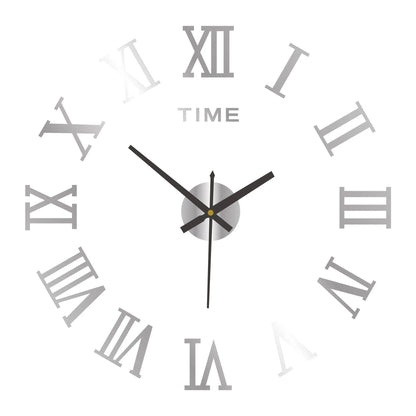 3D Acrylic Digital Wall Clock Roman Numerals Design Mirror Wall Clock Fashion Large round Wall Clock DIY Self Adhesive Clocks